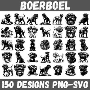 Boerboel Dog SVG PNG Bundle: 150 Designs for Cricut & Sublimation