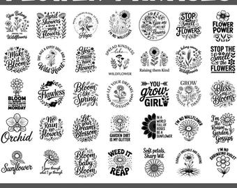 Floral Quotes SVG PNG Bundle: 100 Inspirational Flower Sayings for Cricut