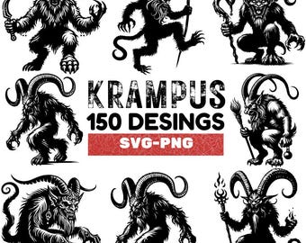 Krampus SVG PNG Design Bundle: Spooky Christmas Clipart