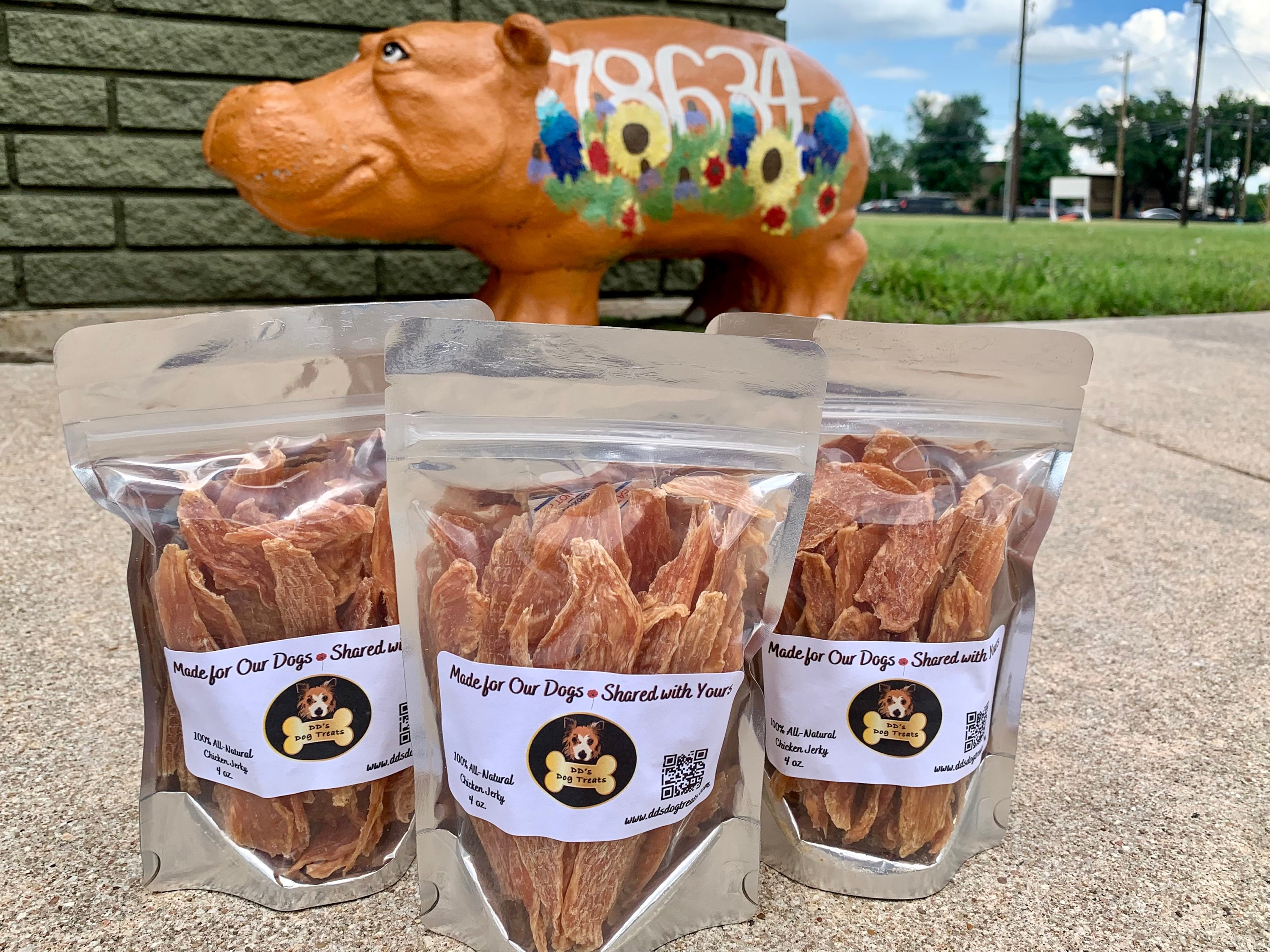 Single Ingredient Chicken Jerky Treats, hand sliced and dehydrated. 100% all natural chicken breast. Visit ddsdogtreats.com for more!