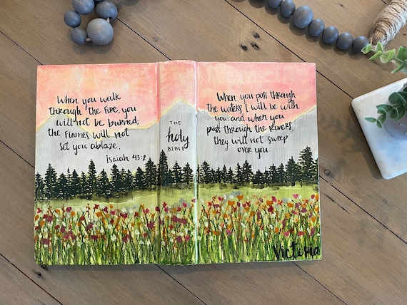 Custom Hand Painted Bible- Send Me Your Bible - Etsy