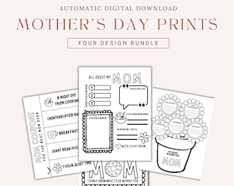 Mother's Day Printable Bundle, All About Mom Questionnaire (Digital Download)