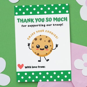 Printable Girl Scout Cookie Sales Thank You, Digital Download Thank You Card Cookie Boxes, Cookie Sales Thank You Note Personable, 2 - 5x7