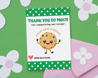 Girl Scout Cookie Sales Thank You Card, Printable Note (Digital Download)
