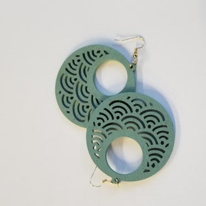 Handmade Wood Hollow out Earrings , Gift For Her ,Gift For Mum, Hollow out Round Earring ,Handmade wooden Earring