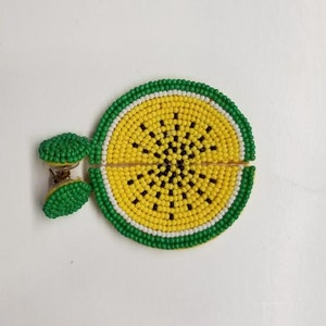 Yellow and Green Watermelon Fruit Handmade Bead Earrings,Handmade Women Earring,Gift For Her , Gift For Mum,Stud Fruity Earring