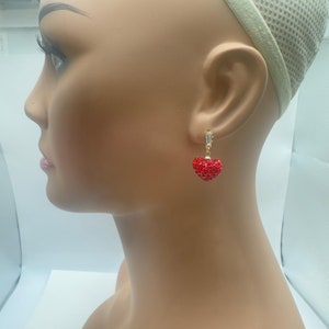 Handmade Red Heart Earring,Fashionable earring,Cute clear earring ,Gift for Her ,Gift for Mum,Stud drop Earring, Cute Handmade earring.