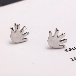 Finger Stud Earrings Sterling Silver , Gift For Her , Finger Earring For Mum , Fingerlike Earring