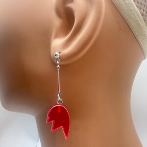 Handmade simple heart style,Handmade half earring ,Cute red earring ,Gift for Her ,Gift for Mum,  Stud drop Earring, Cute Handmade earring .