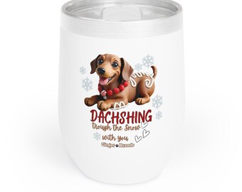 Jultax-vinglas, pepparkaksdax, present till hundälskare, taxglas, söt Doxie-mammapresent, festlig kopp