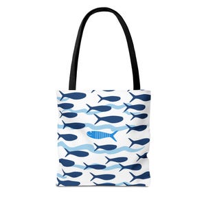 CUSTOM Sardine Tote Bag - Ocean Vibes Beach Bag, Fish Lover Shopping, Nautical Grocery Bag, Sea Life Canvas Tote Marine, Theme Eco-Friendly