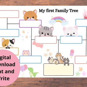 My first Family Tree, 4 Generations, Great for Family Reunion, Genealogy Chart, Family History, Fillable Family Tree Template
