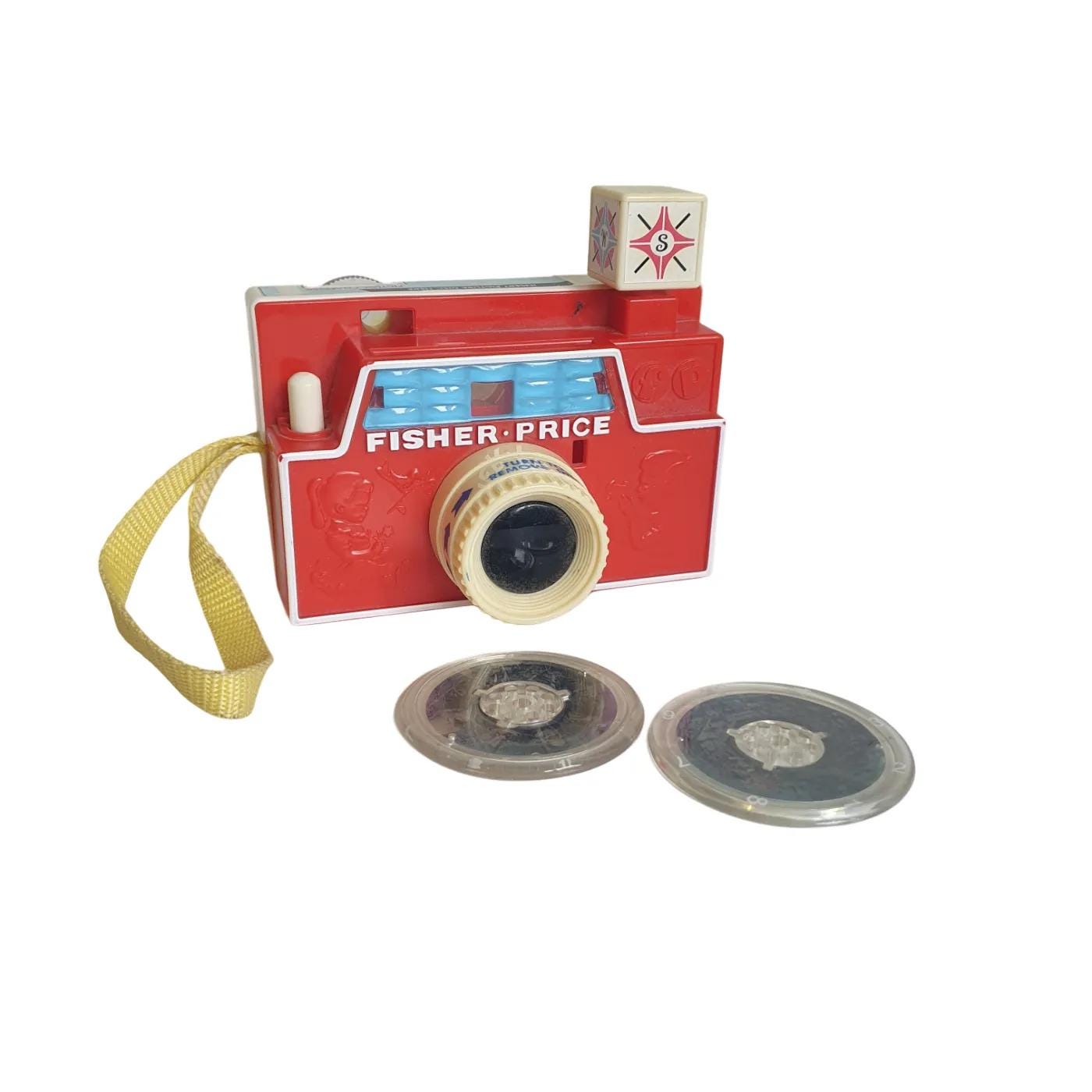 Macchina fotografica vintage Fisher-Price con disco