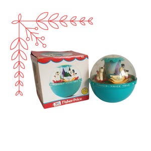 Vintage Fisher Price Roly Poly Chime Ball w/ Box #165