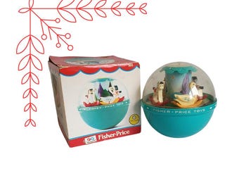 Vintage Fisher Price Roly Poly Chime Ball w/ Box #165