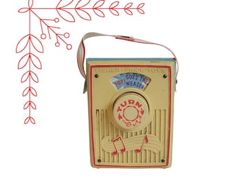 Radio tascabile vintage Fisher Price Pop Goes the Weasel / Classico giocattolo musicale per bambini / Giocattolo retrò / #775