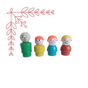 Vintage Fisher Price Wooden Little People (set of 4)