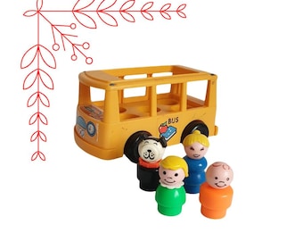 Autobus scolastico vintage Fisher Price in scatola per giocare con la famiglia, scuola materna, n. 929