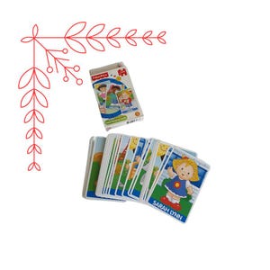 Vintage Fischer-Preis-kleine Leute-riesige Spielkarten