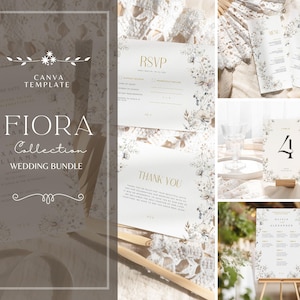 Wildflower Wedding Invitation Bundle: Editable Canva Template (Digital Download)