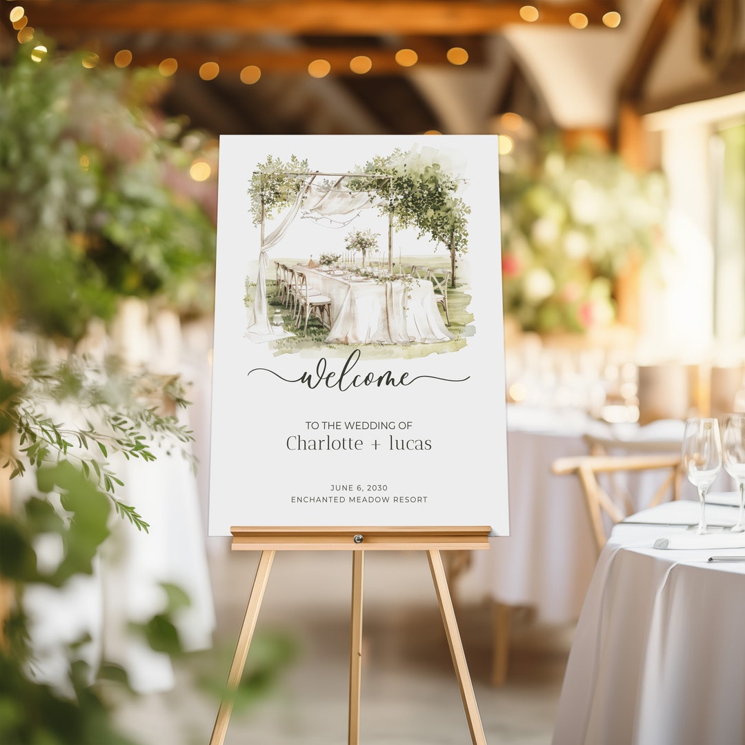 Elegant Wedding Welcome Sign: Modern Printable Template (canva Editable ...