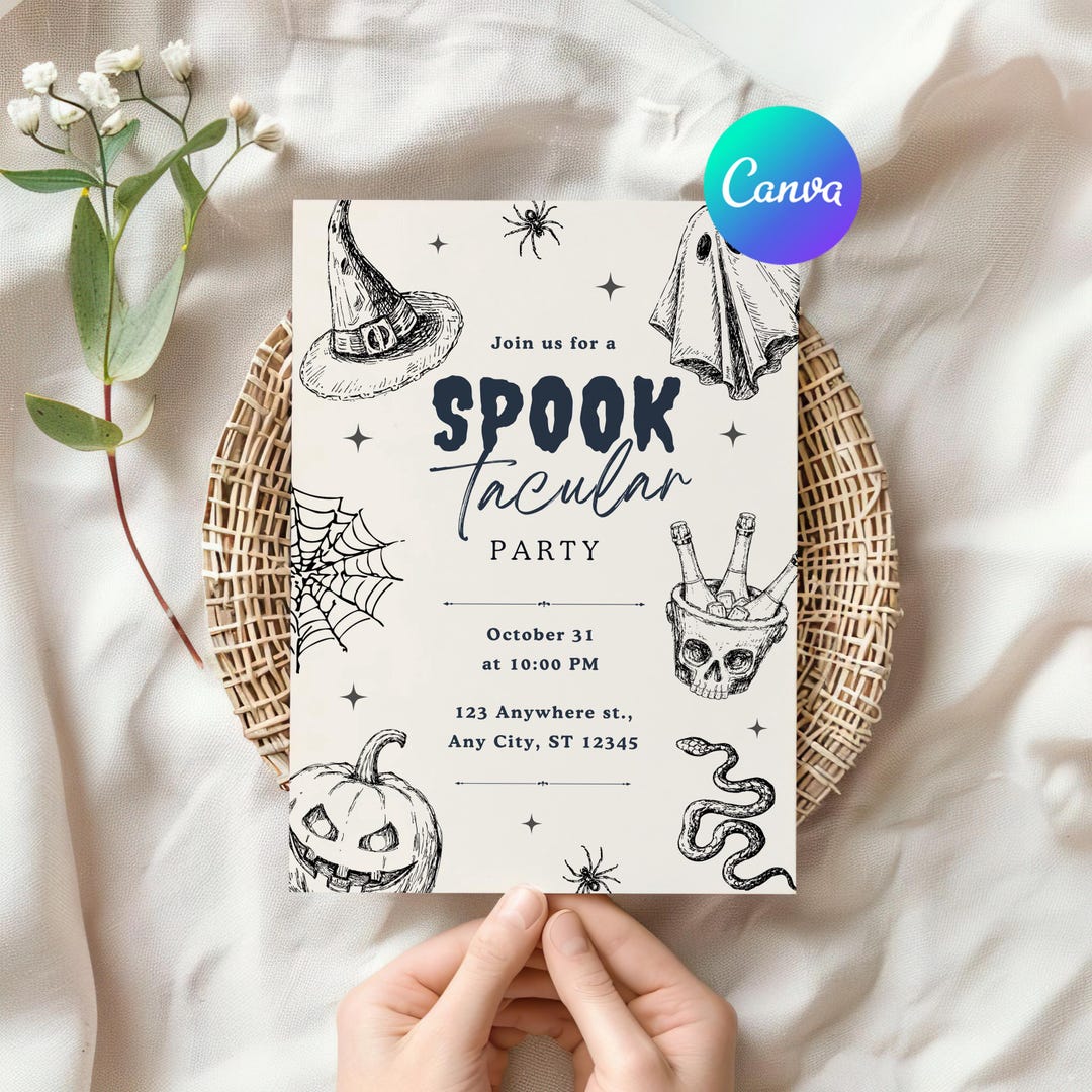 Spooktacular Halloween Party Invitation, Spooky Costume and Cocktails ...