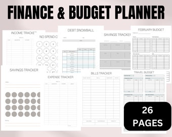 Finance Budget Savings Printable, Debt tracker, expenses tracker, financial goals, Digital PDF, Budget Tracker Bundle | Savings Tracker