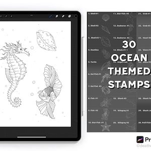 Procreate: 30 postzegels met oceaanthema