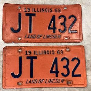 1969 & 1970 Vintage License Plate from Illinois