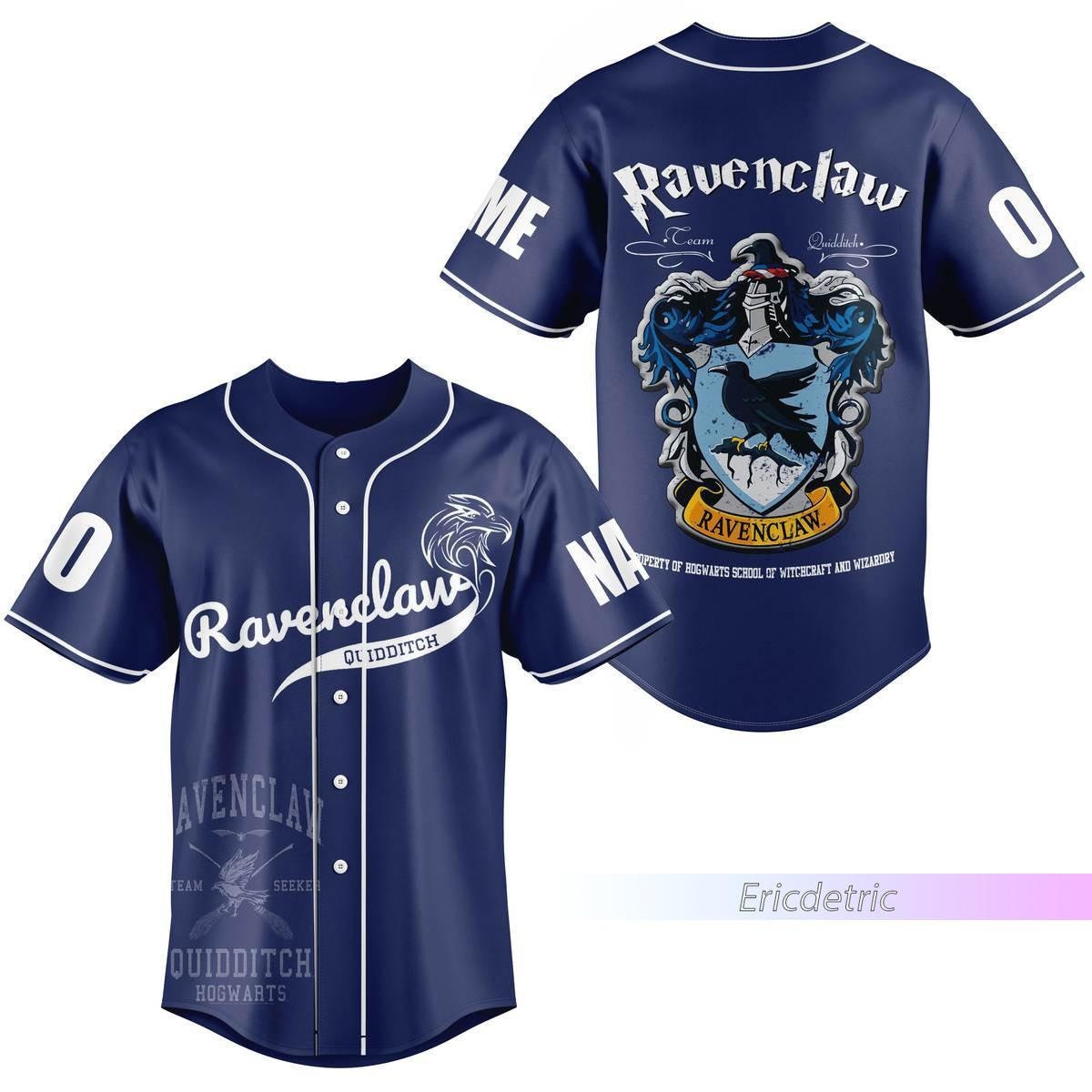 Custom Ravenclaw Baseball Jersey, Wizard House Varsity Collegiate Shirt
