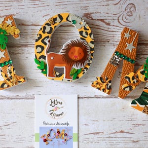 Prénom personnalisé thème jungle - savane (prix à la lettre, lire l'annonce!)