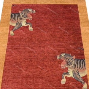 Handmade Tibetan Tiger hand tufted Rug Animal Print 100% Woolen Area rug for living room, bedroom, kids room, home decor,