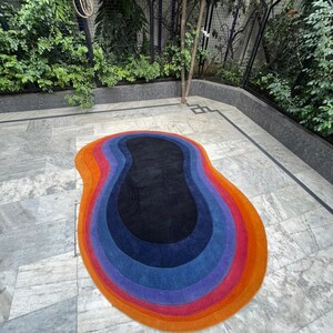 Hand Tufted Wool Rug: Multicolour Irregular Rug (6x9) image 2