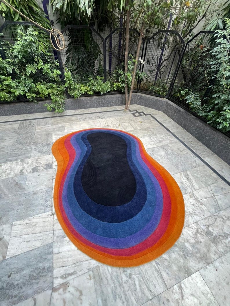 Hand Tufted Wool Rug: Multicolour Irregular Rug (6x9) image 2