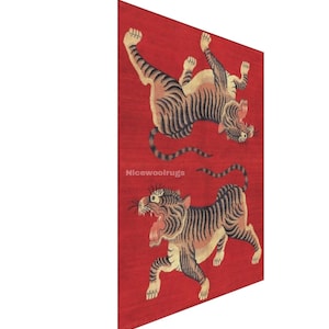 Handmade Tibetan Tiger hand tufted Rug Animal Print 100% Woolen Area rug for living room, bedroom, kids room, home decor,
