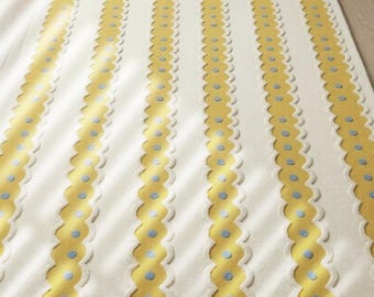 Modern Area Rug Handmade Tufted Daisy Stripe Design, Luxury Cream Yellow Floral Pattern Carpet, Custom Living Room Bedroom Nursery Decor