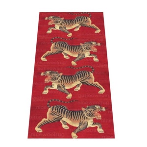 Handmade Tibetan Tiger Runner hand tufted Rug Animal Print 100% Woolen Area rug for living room, bedroom, kids room, home decor,