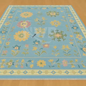 10X14 Beige, Blue, Green Oushak rug muted multi size 8x10/9x12/10x14 Hand-knotted Vintage Oushak Wool Area Rug for Living Room, Dining room.