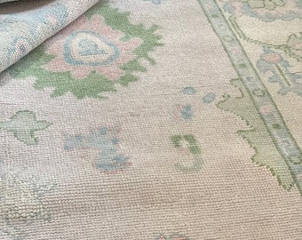 Beige, Light Green,  Sky Blue, Pink, Awsome Hand Knot Turkish Rug Made To Order Luxury Handmade Oushak Rug Living Room Bed Room Area Rug