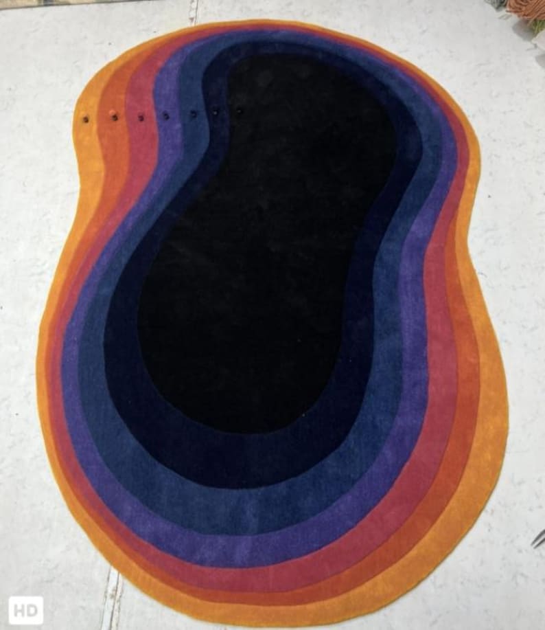 Hand Tufted Wool Rug: Multicolour Irregular Rug (6x9) image 3