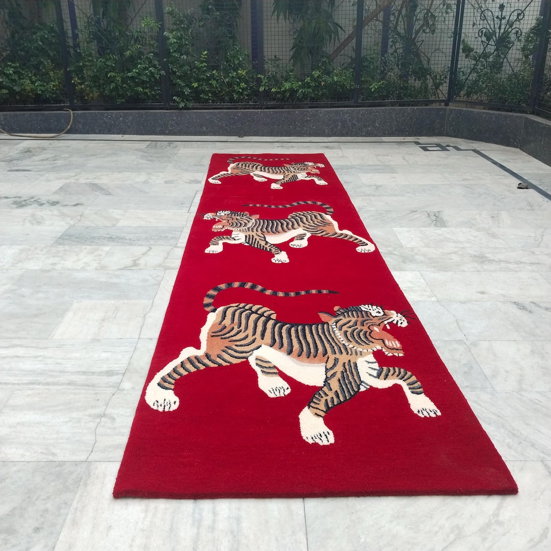 Handmade Tibetan Tiger Rug: Wool Animal Print Runner - Etsy