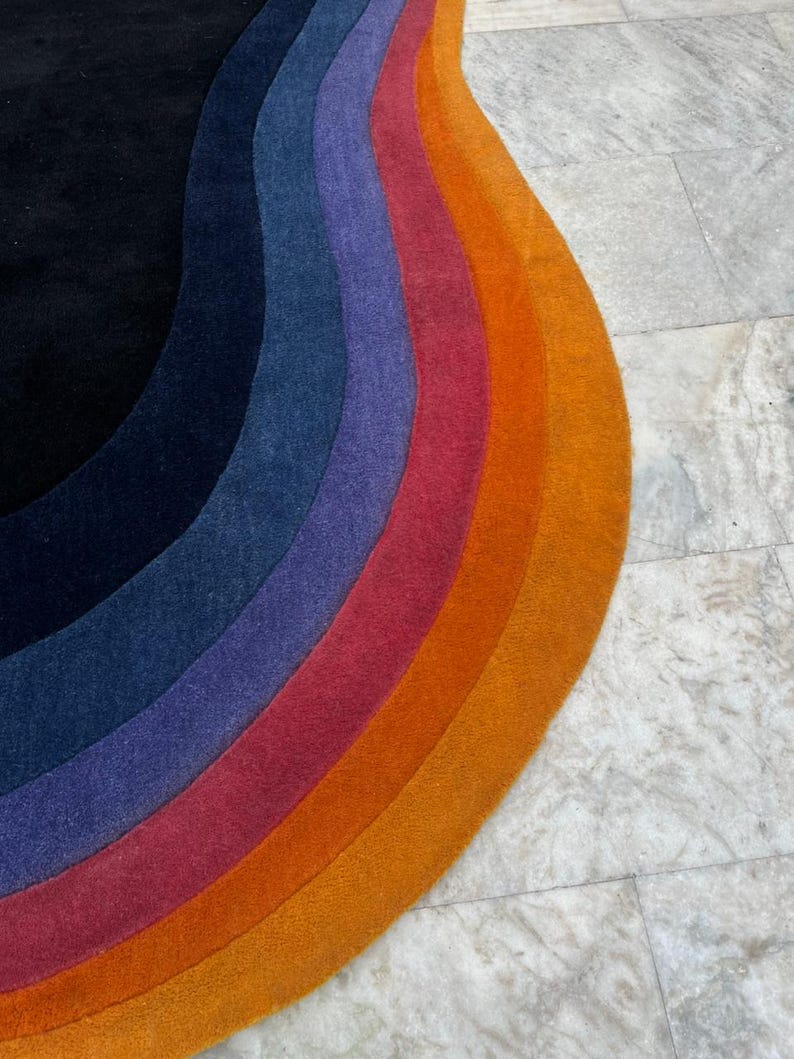Hand Tufted Wool Rug: Multicolour Irregular Rug (6x9) image 8