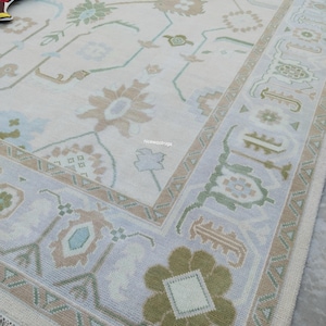 10X14 Beige, Blue, Green Oushak rug muted multi size 8x10/9x12/10x14 Hand-knotted Vintage Oushak Wool Area Rug for Living Room, Dining room.