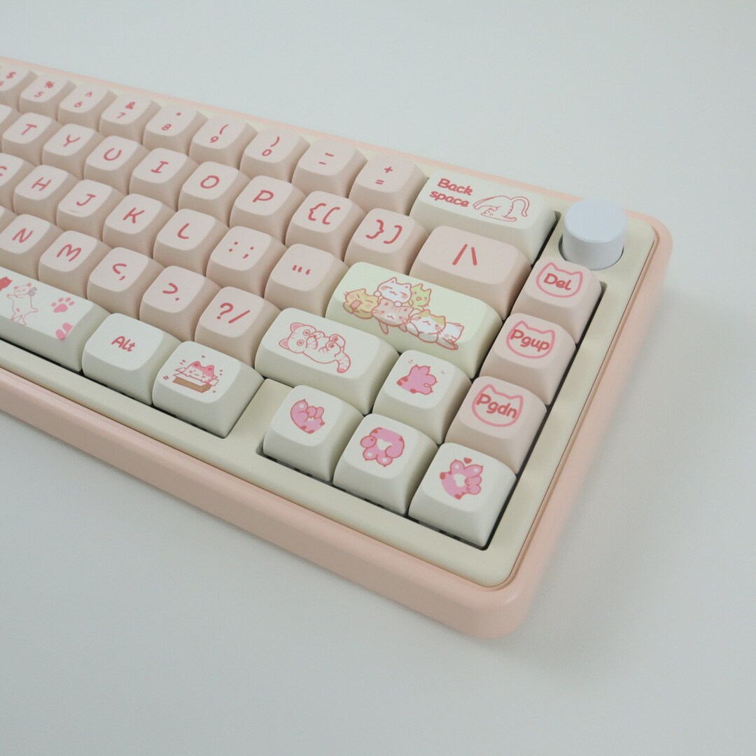 133 Keys Peach Pink Cat Theme Keycap Set XDA Profile Keycaps Etsy