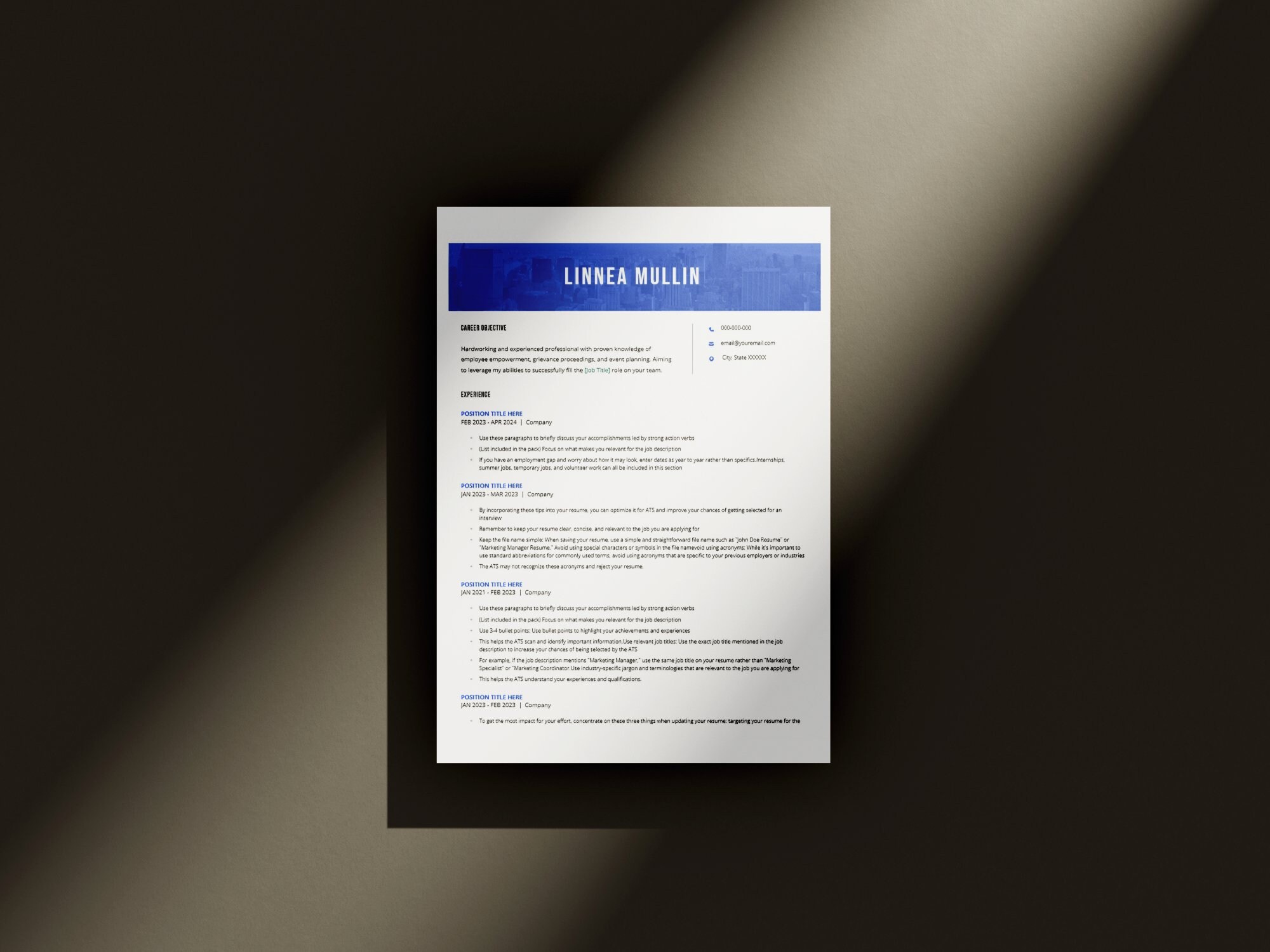 Modern Resume Template Word Free Resume Template Download - Etsy