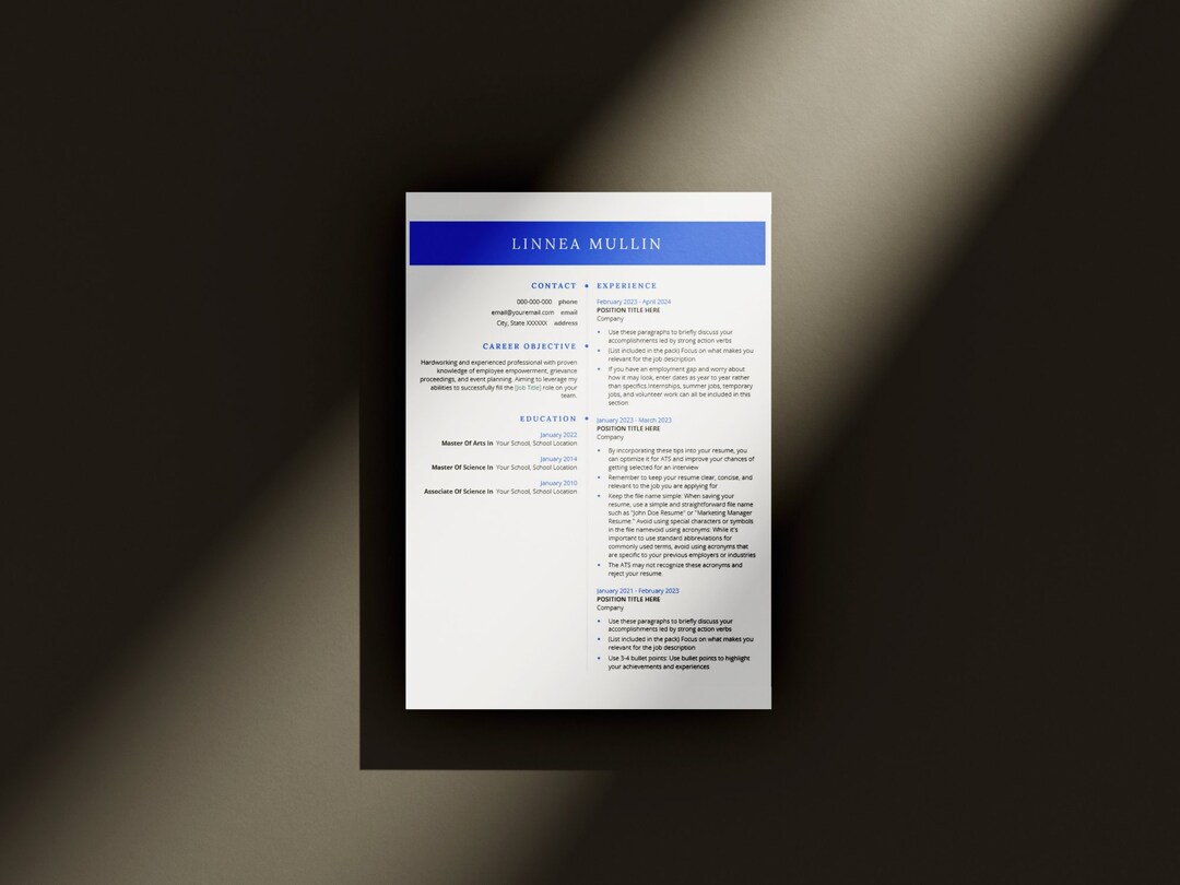 Modern Resume Template Word Ats, Visual Communication Resume Template ...