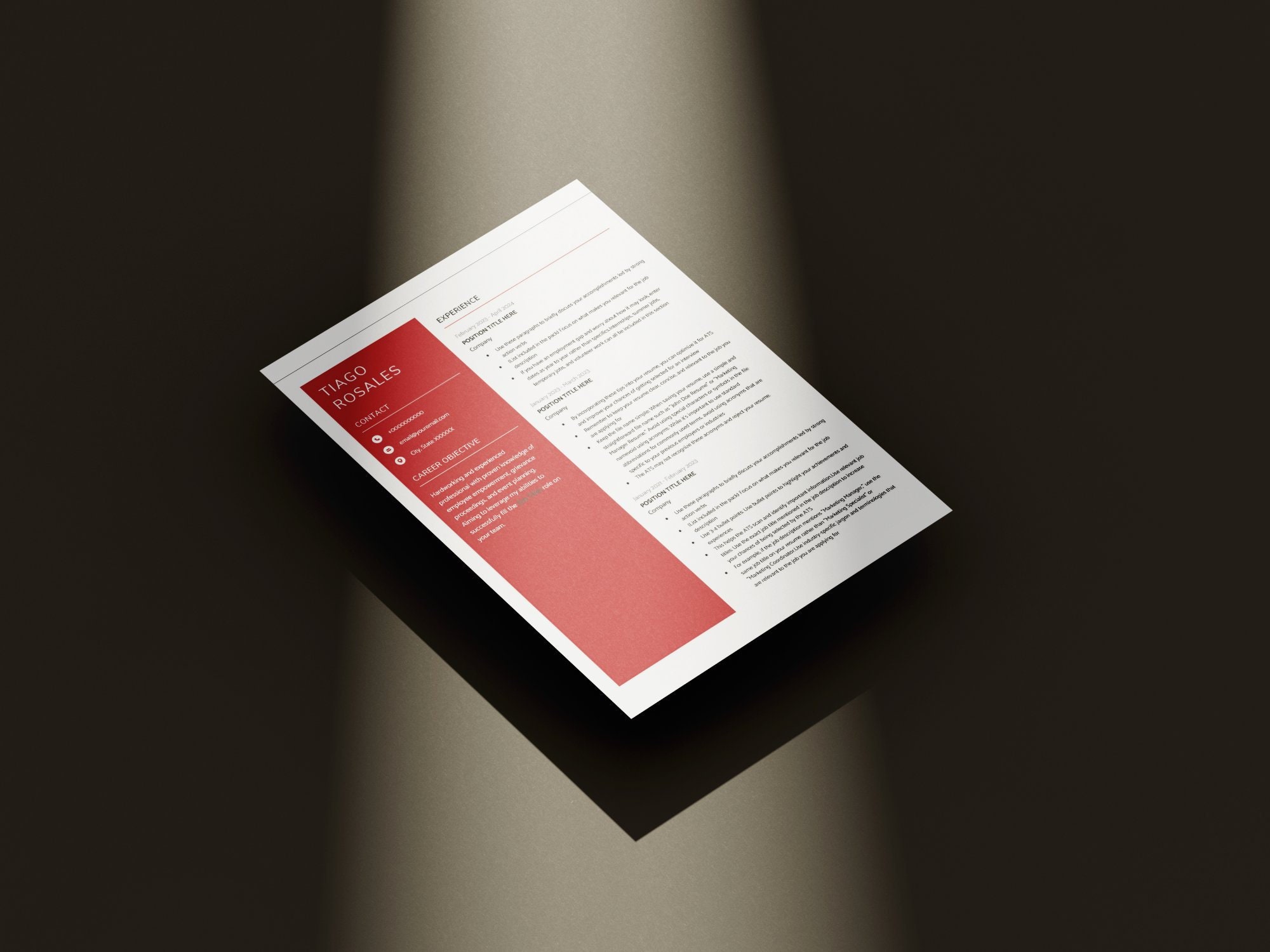 Modern Resume Template Word Ats, A4 Landscape Resume Template, Simple ...