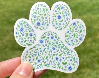Floral Paw Print Sticker | Dog Paw Sticker | Cat Paw Sticker | Floral Paw Sticker | Pretty Floral Decal | Paw Print Car Decal | Waterproof