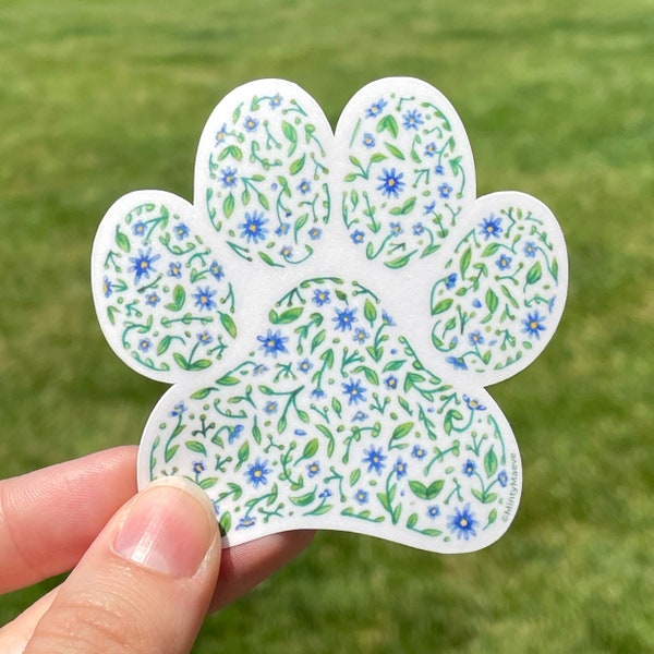 Floral Paw Print Sticker | Dog Paw Sticker | Cat Paw Sticker | Floral Paw Sticker | Pretty Floral Decal | Paw Print Car Decal | Waterproof