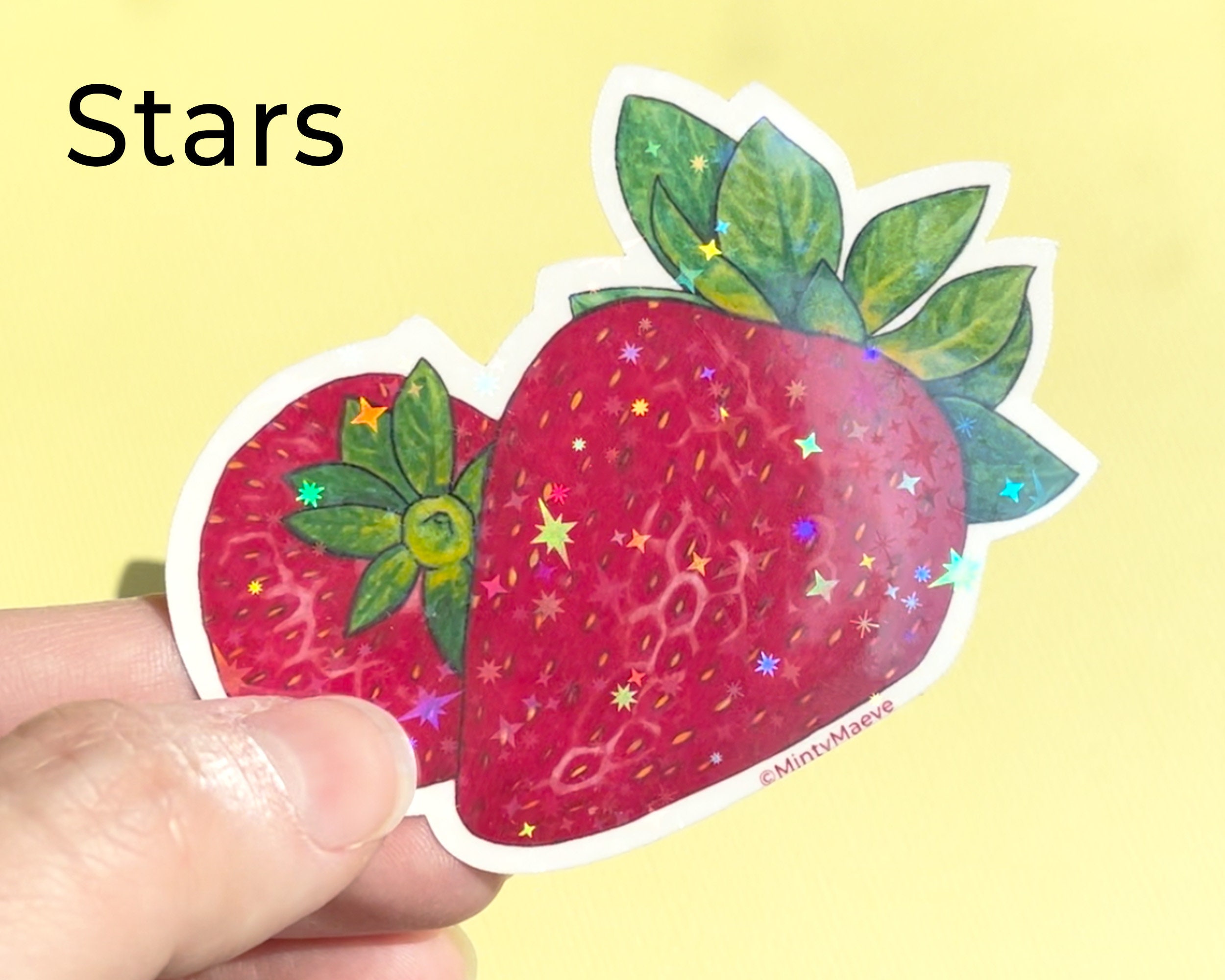 Holographic Strawberry Sticker | Waterproof Vinyl Car Decal - Etsy